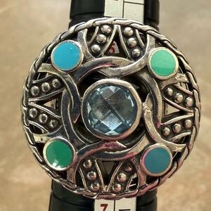 John Hardy vintage Silver blue topaz Palu Bulan Ring